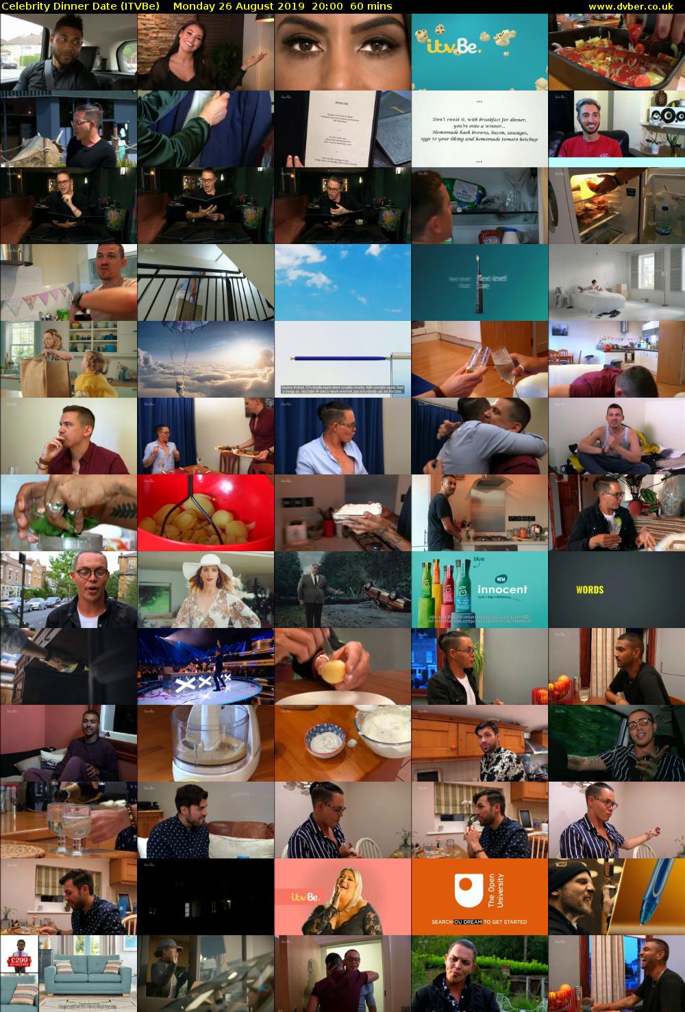 Celebrity Dinner Date (ITVBe) Monday 26 August 2019 20:00 - 21:00