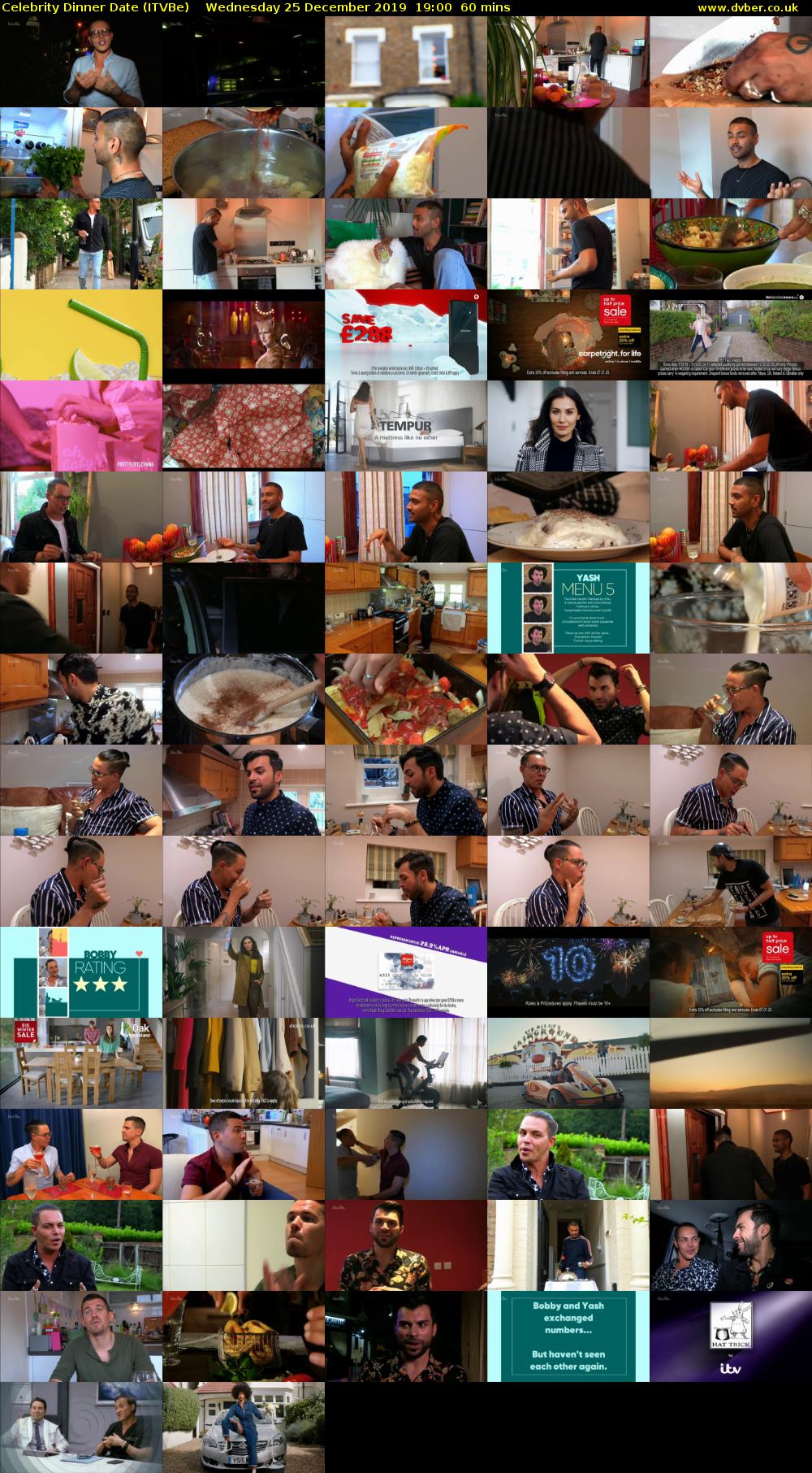 Celebrity Dinner Date (ITVBe) Wednesday 25 December 2019 19:00 - 20:00