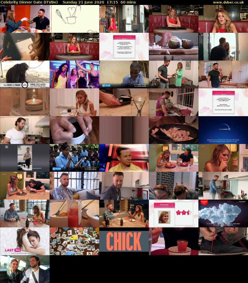 Celebrity Dinner Date (ITVBe) Sunday 21 June 2020 17:15 - 18:15