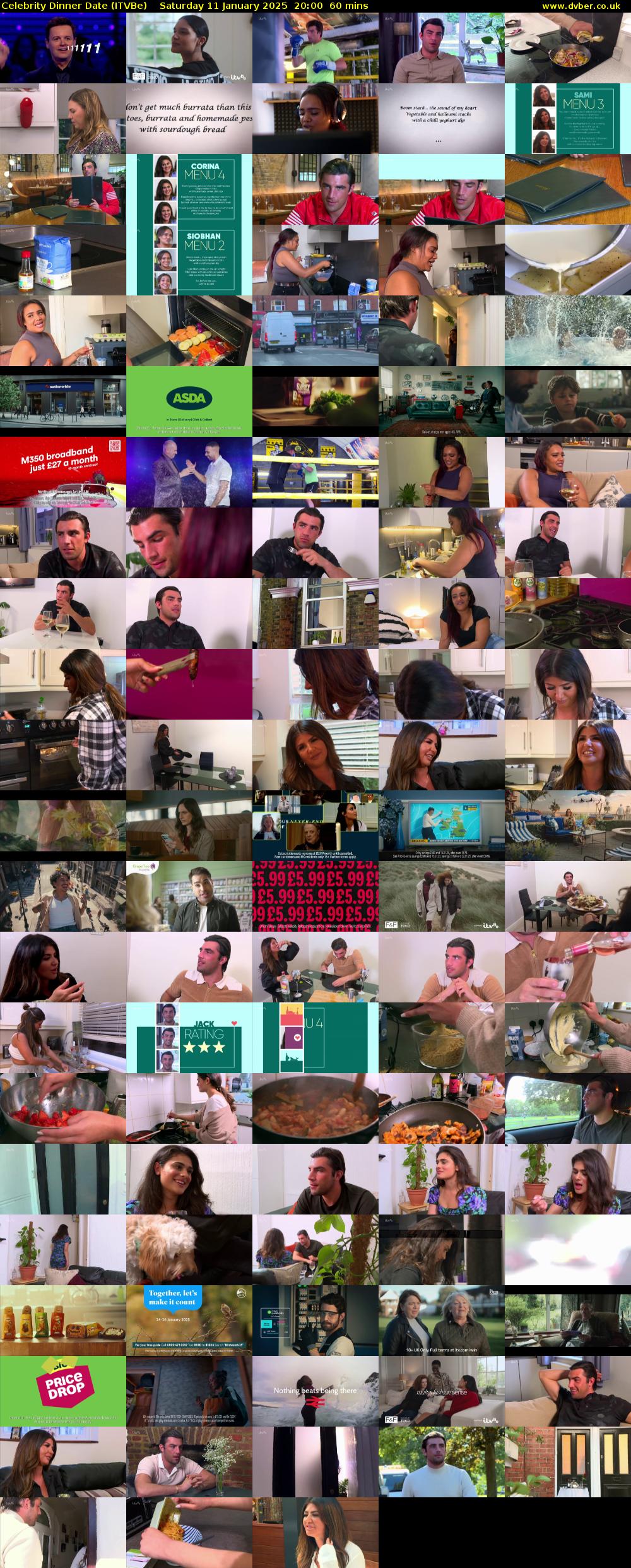 Celebrity Dinner Date (ITVBe) Saturday 11 January 2025 20:00 - 21:00