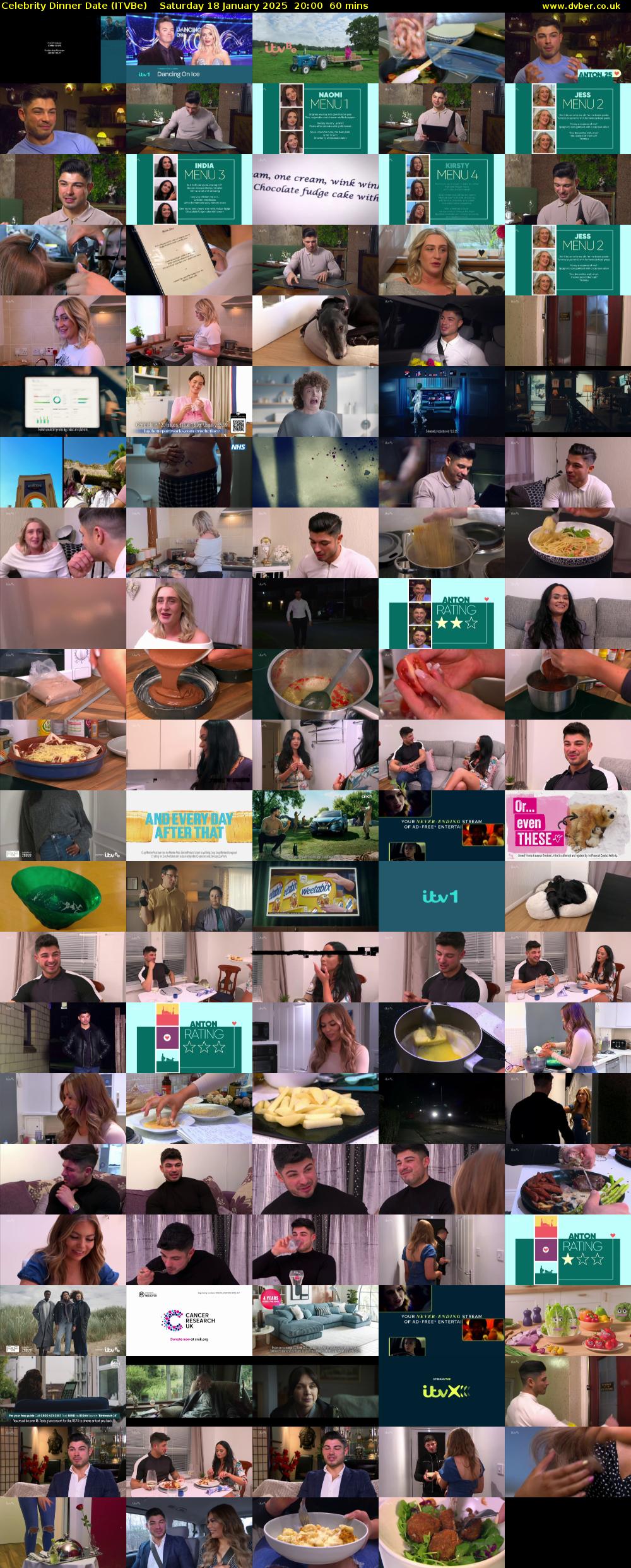 Celebrity Dinner Date (ITVBe) Saturday 18 January 2025 20:00 - 21:00