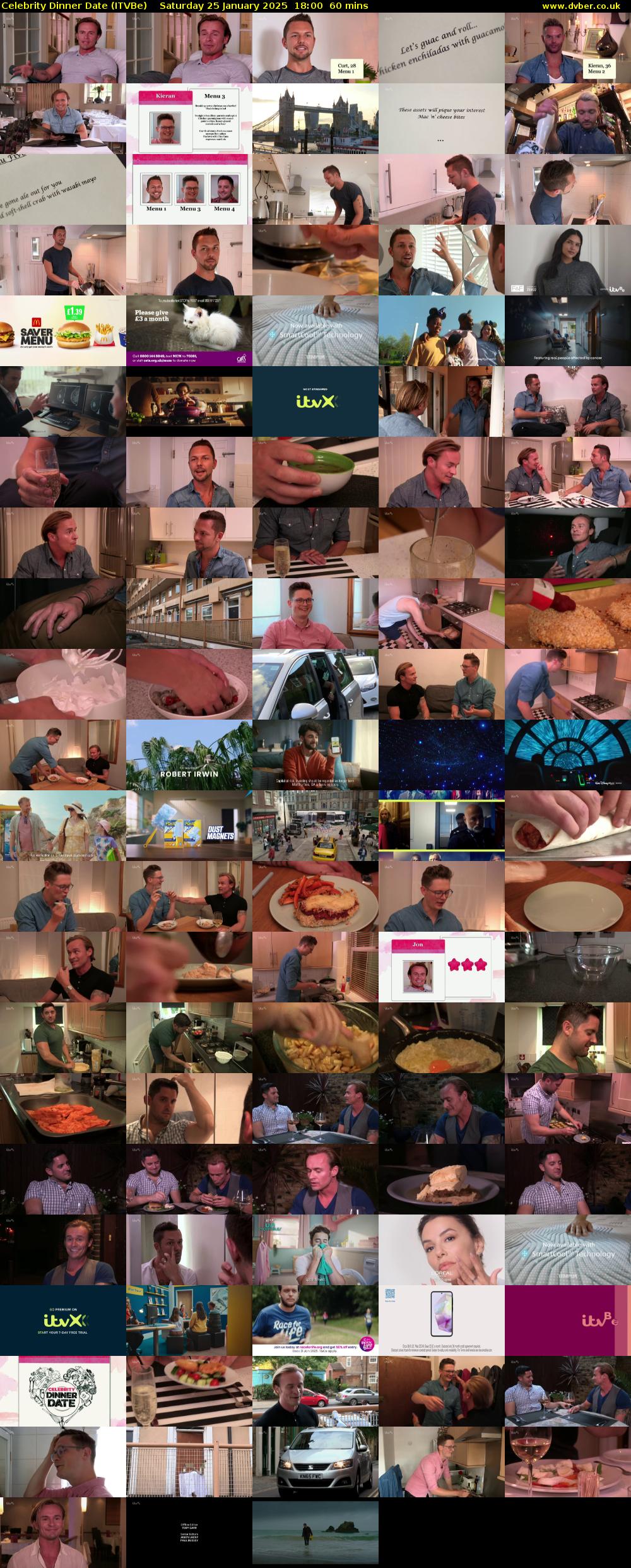 Celebrity Dinner Date (ITVBe) Saturday 25 January 2025 18:00 - 19:00