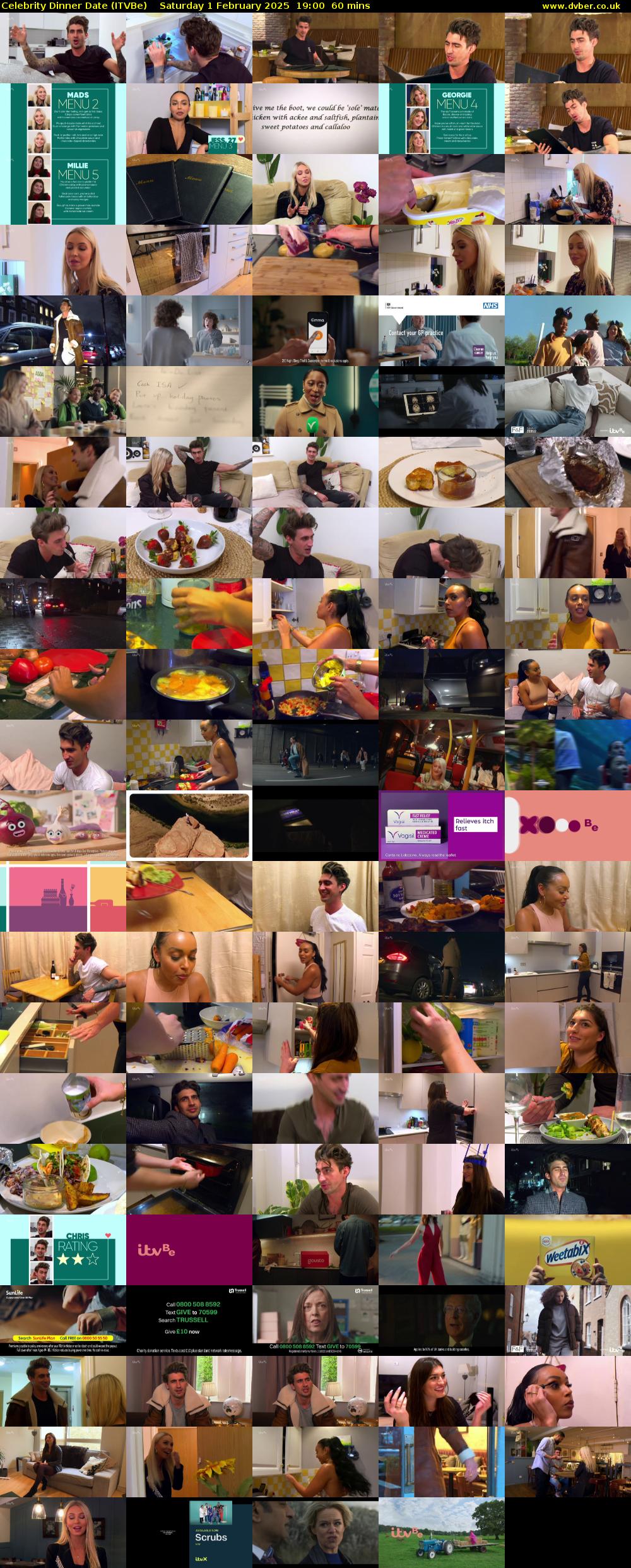Celebrity Dinner Date (ITVBe) Saturday 1 February 2025 19:00 - 20:00