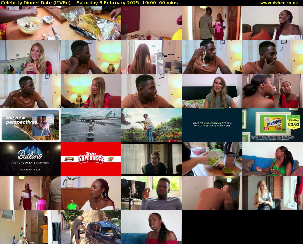 Celebrity Dinner Date (ITVBe) Saturday 8 February 2025 19:00 - 20:00