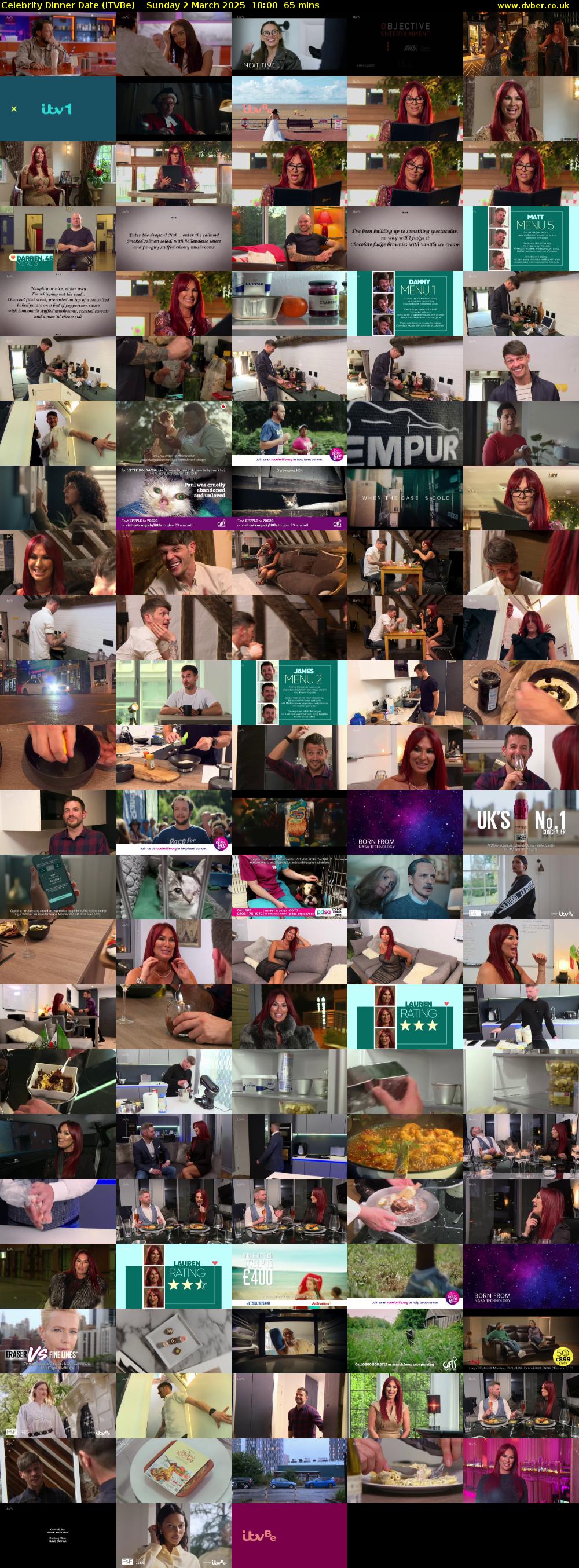 Celebrity Dinner Date (ITVBe) Sunday 2 March 2025 18:00 - 19:05
