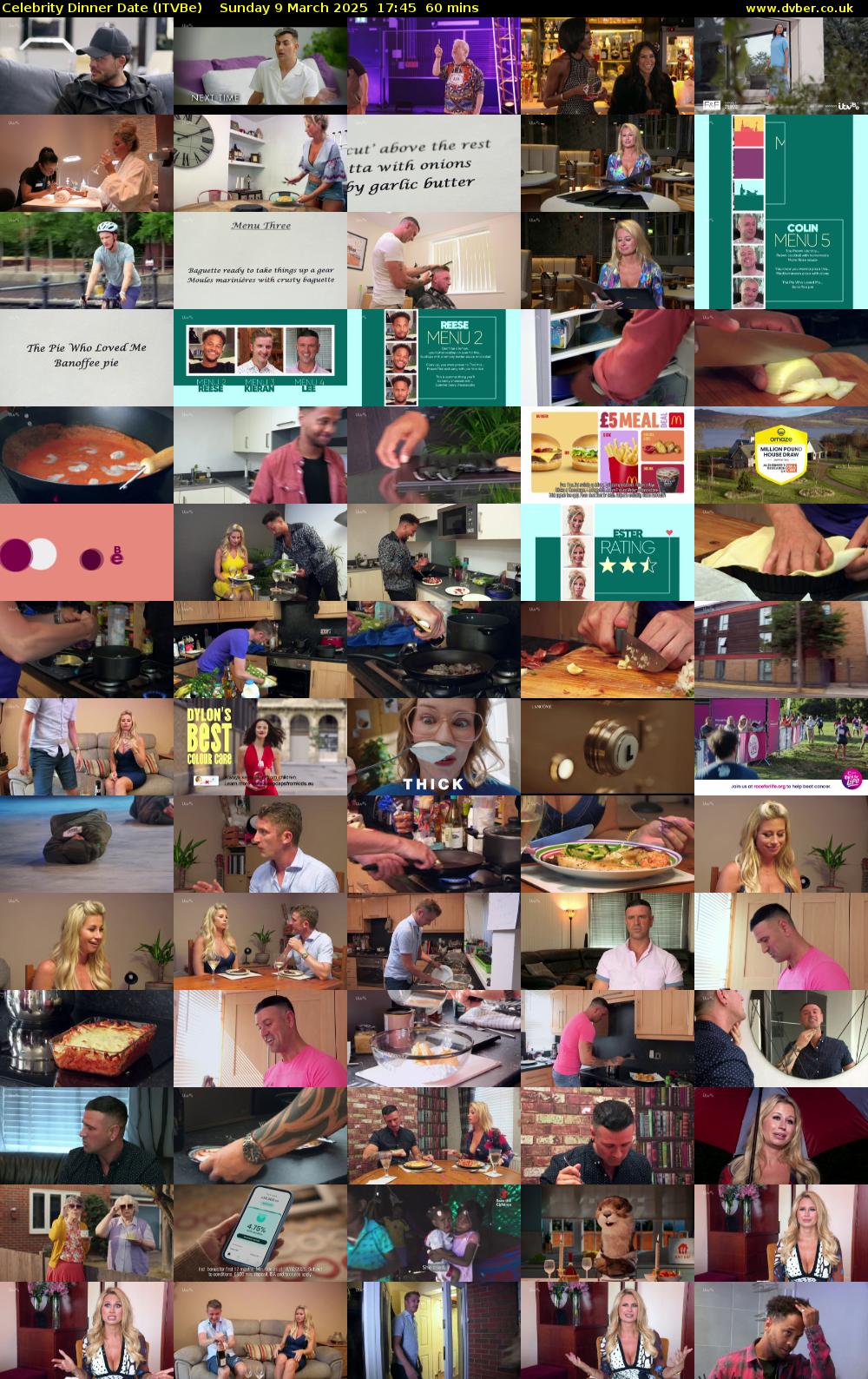Celebrity Dinner Date (ITVBe) Sunday 9 March 2025 17:45 - 18:45