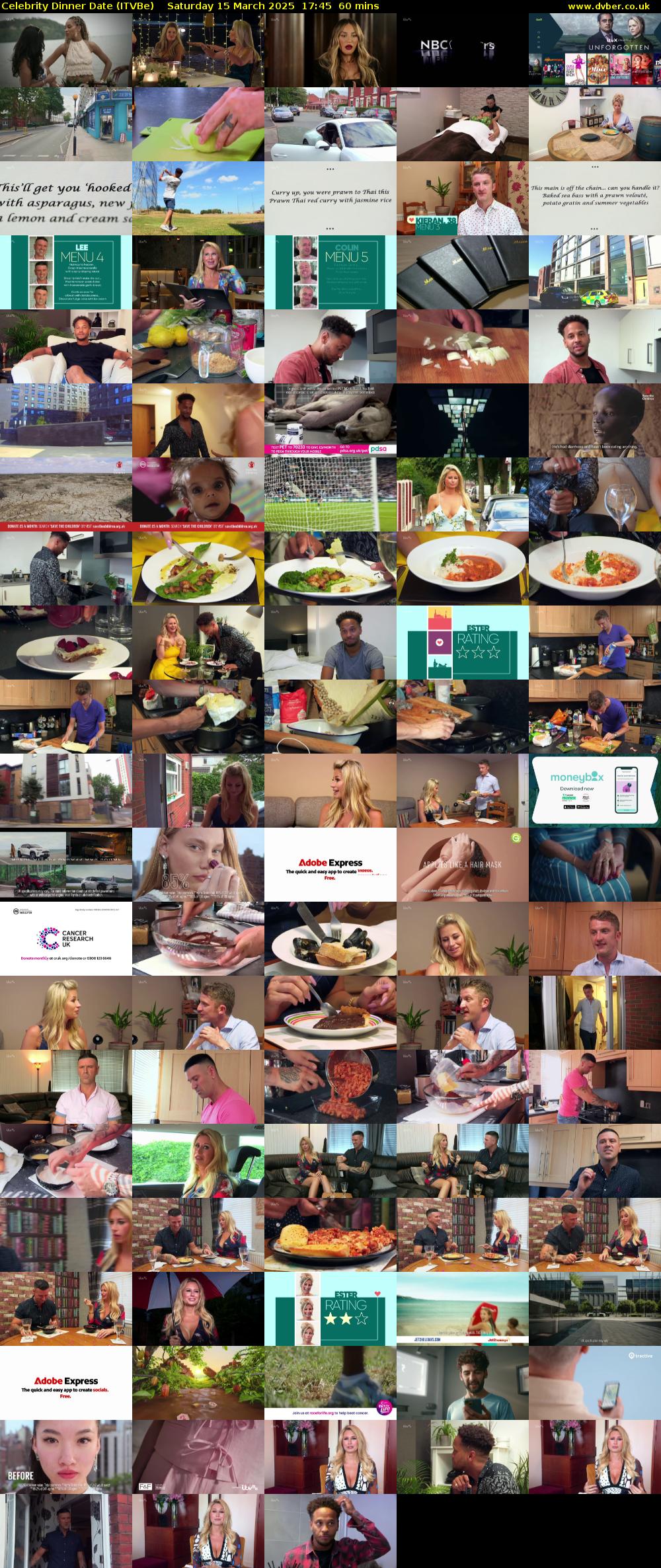 Celebrity Dinner Date (ITVBe) Saturday 15 March 2025 17:45 - 18:45