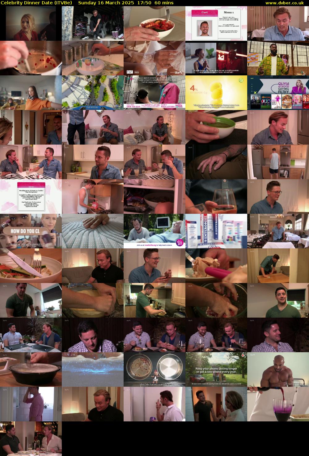 Celebrity Dinner Date (ITVBe) Sunday 16 March 2025 17:50 - 18:50