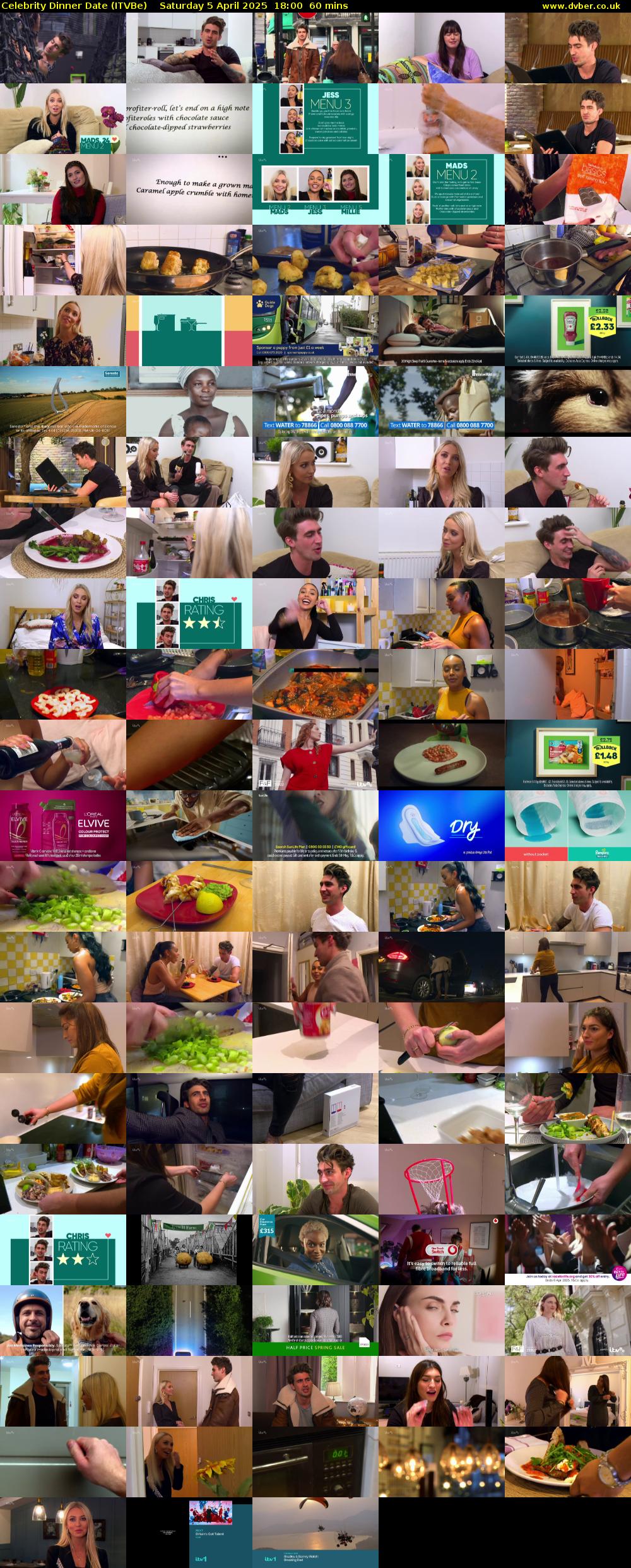 Celebrity Dinner Date (ITVBe) Saturday 5 April 2025 18:00 - 19:00