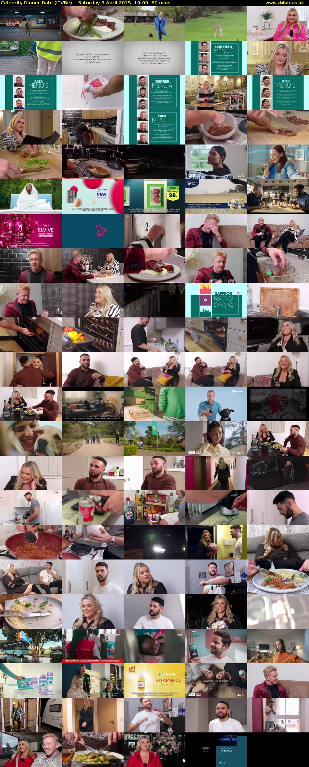 Celebrity Dinner Date (ITVBe) Saturday 5 April 2025 19:00 - 20:00