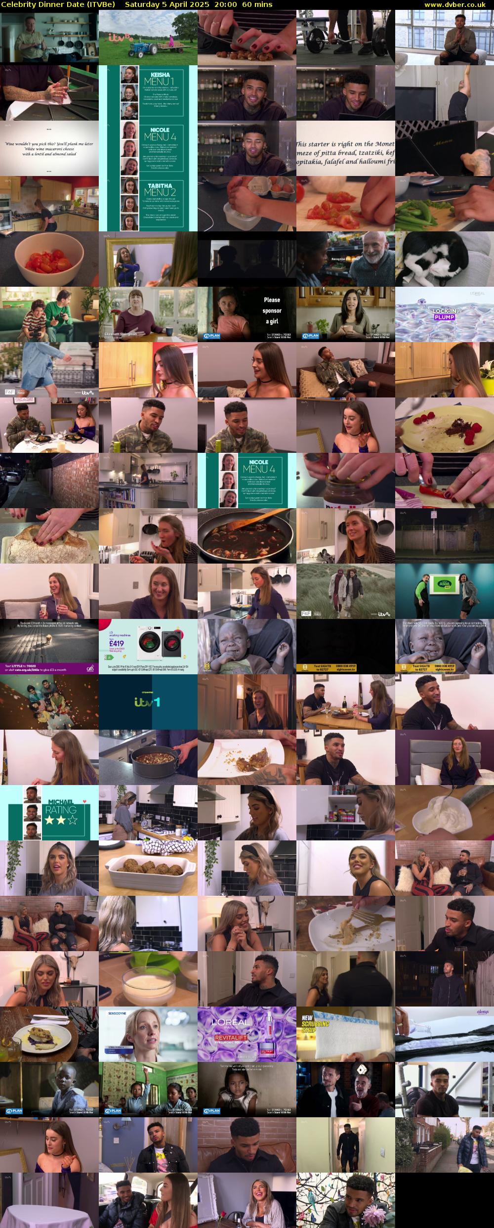 Celebrity Dinner Date (ITVBe) Saturday 5 April 2025 20:00 - 21:00