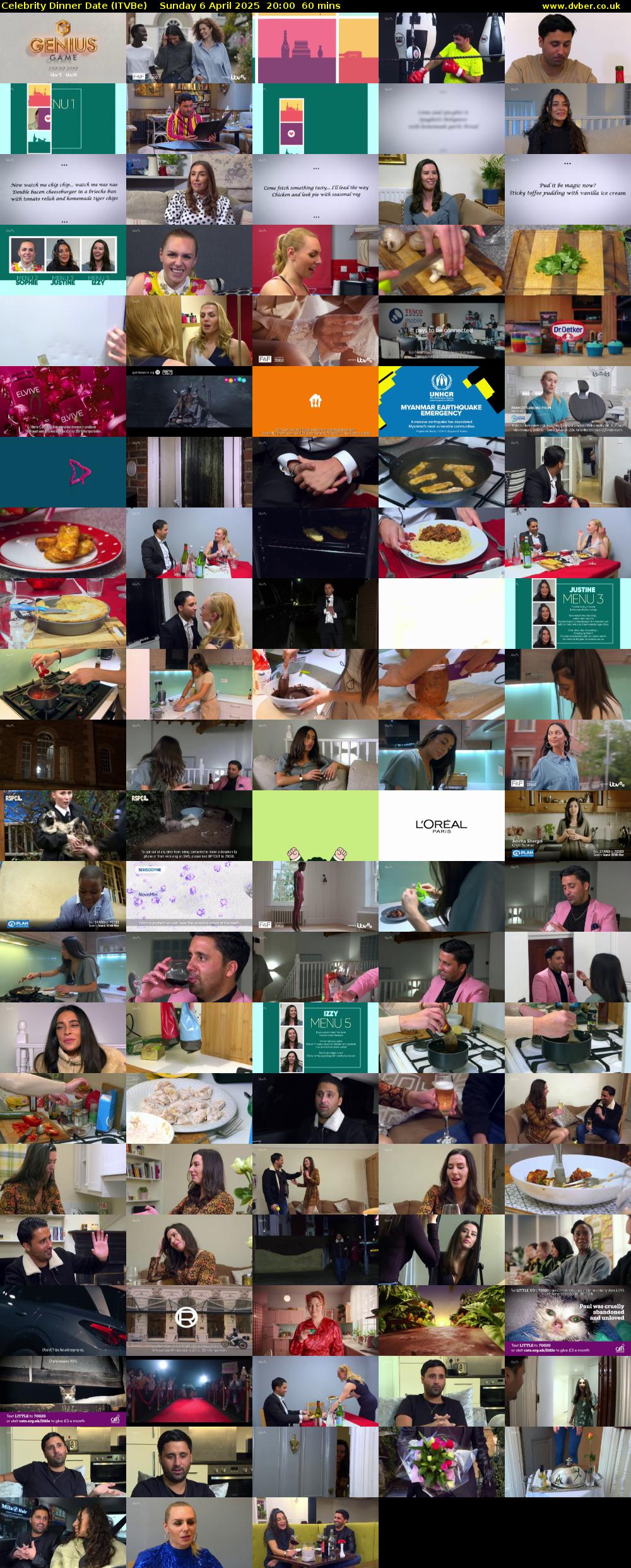 Celebrity Dinner Date (ITVBe) Sunday 6 April 2025 20:00 - 21:00