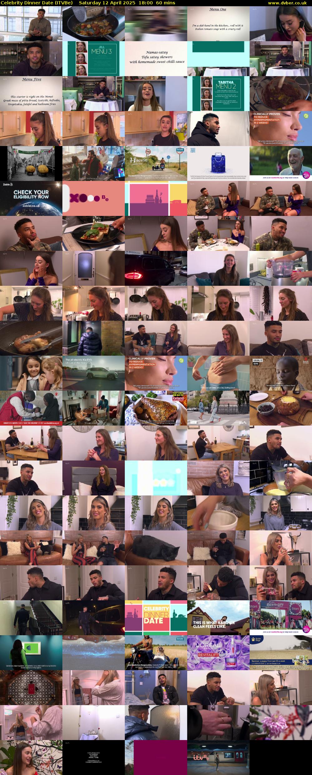 Celebrity Dinner Date (ITVBe) Saturday 12 April 2025 18:00 - 19:00