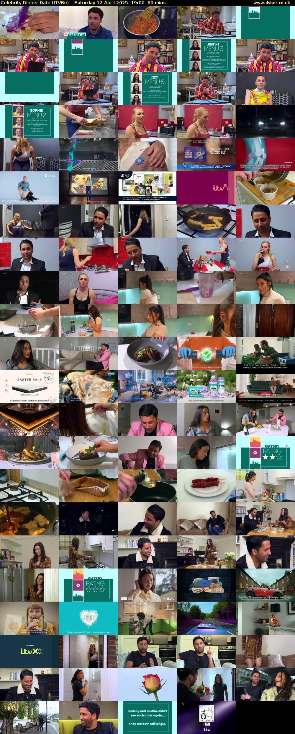 Celebrity Dinner Date (ITVBe) Saturday 12 April 2025 19:00 - 20:00