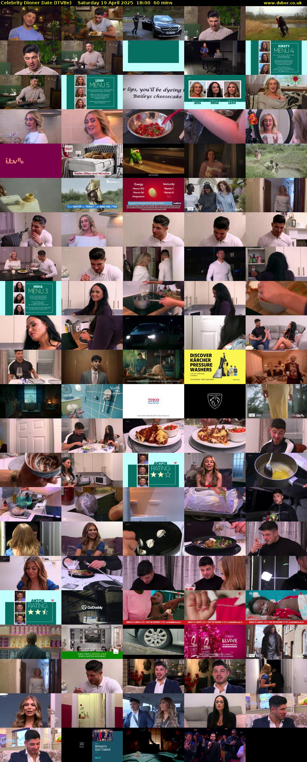 Celebrity Dinner Date (ITVBe) Saturday 19 April 2025 18:00 - 19:00