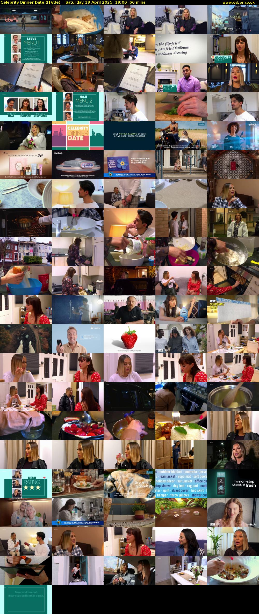 Celebrity Dinner Date (ITVBe) Saturday 19 April 2025 19:00 - 20:00