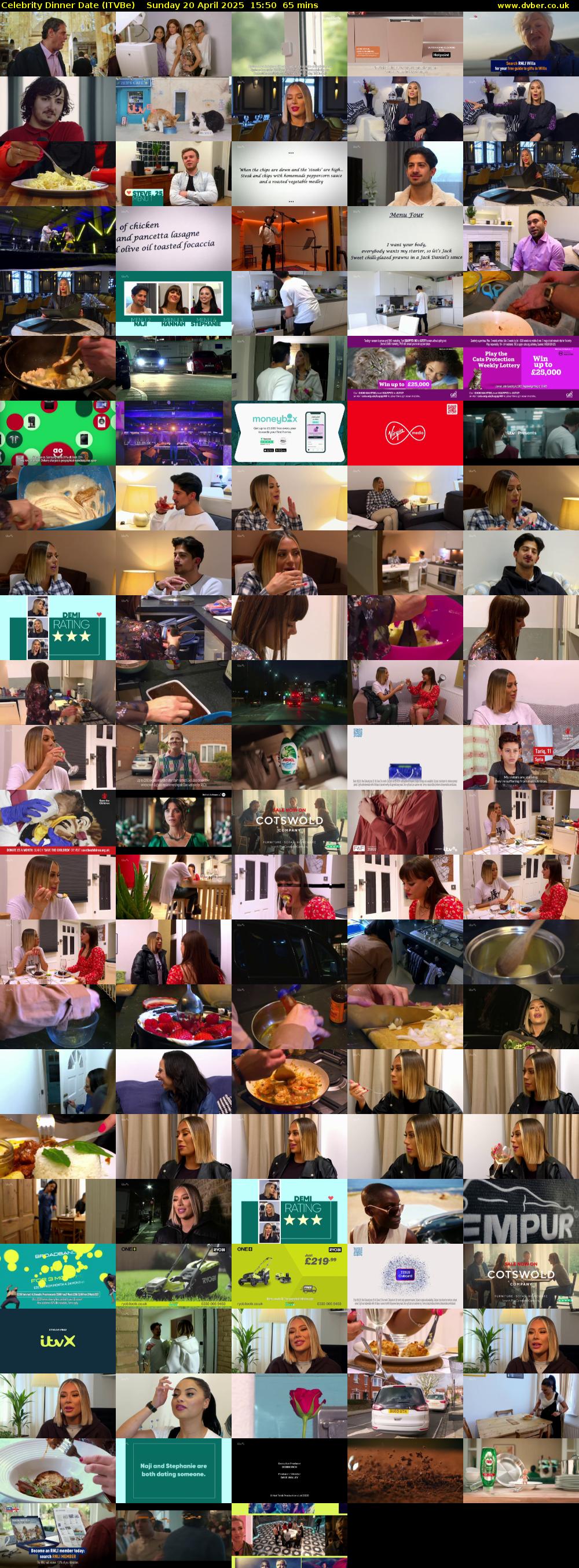 Celebrity Dinner Date (ITVBe) Sunday 20 April 2025 15:50 - 16:55