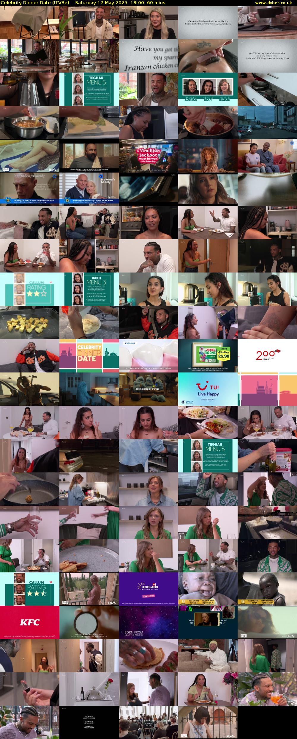 Celebrity Dinner Date (ITVBe) Saturday 17 May 2025 18:00 - 19:00