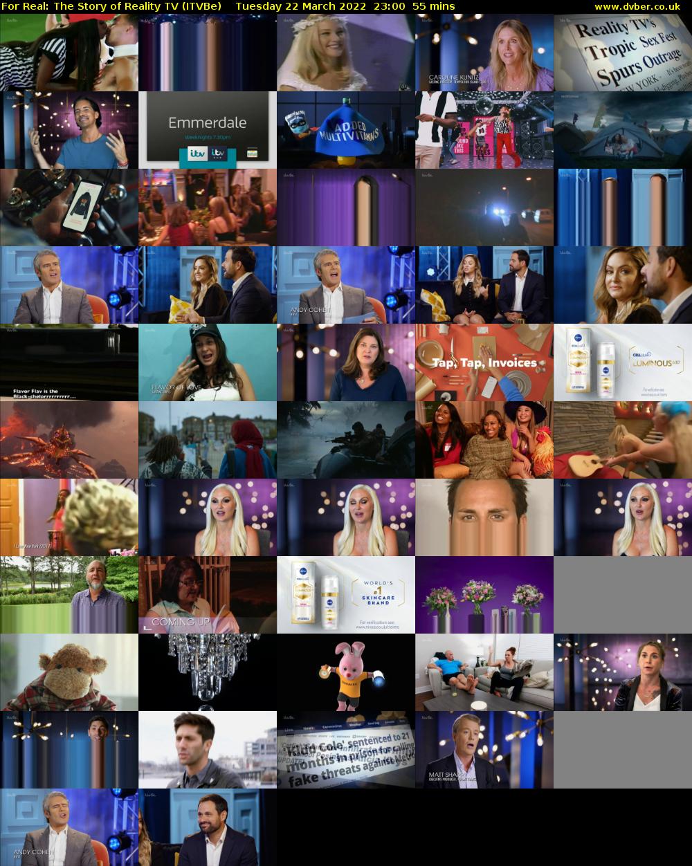 For Real: The Story of Reality TV (ITVBe) Tuesday 22 March 2022 23:00 - 23:55
