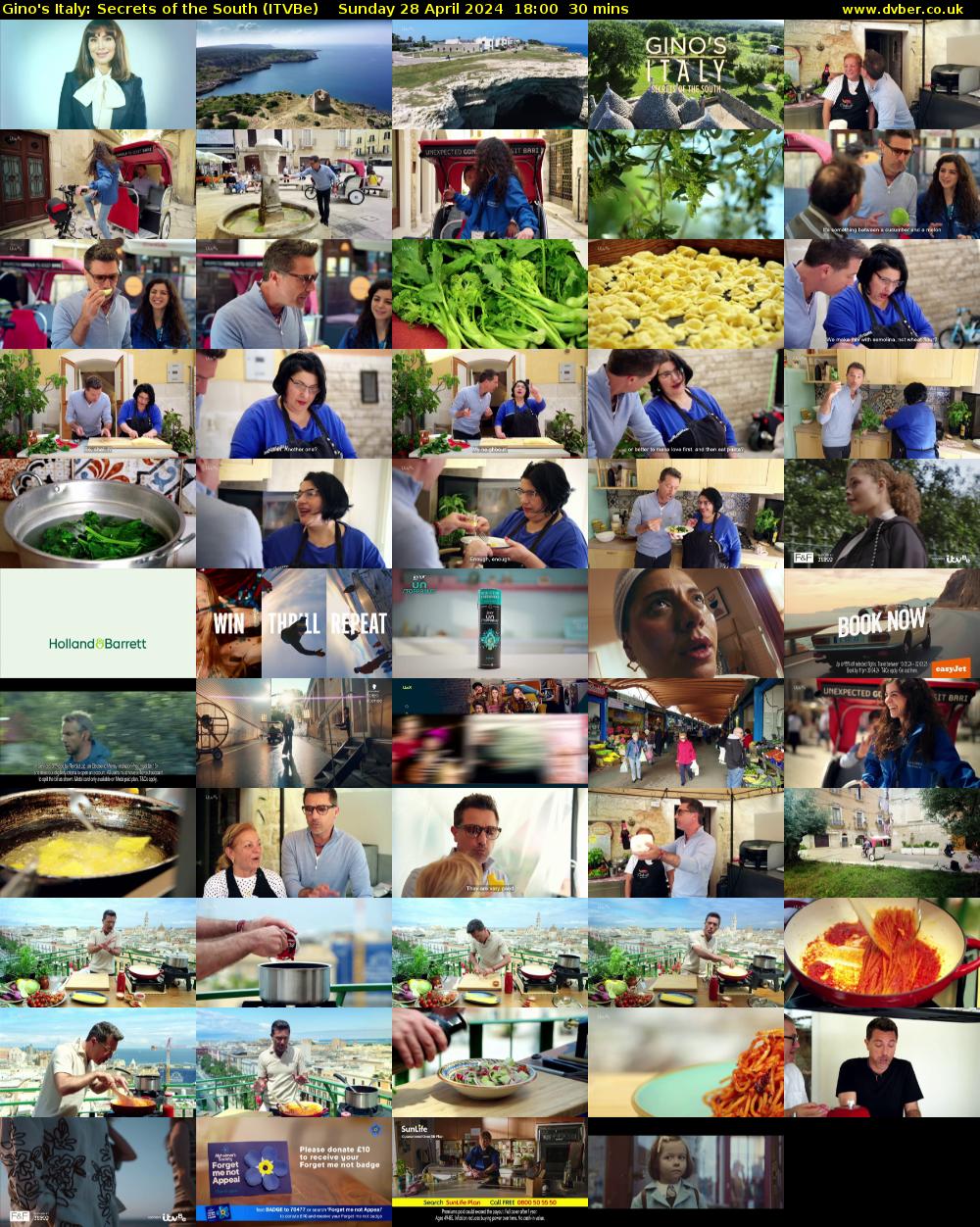 Gino's Italy: Secrets of the South (ITVBe) Sunday 28 April 2024 18:00 - 18:30