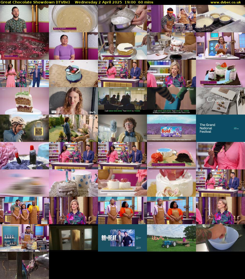Great Chocolate Showdown (ITVBe) Wednesday 2 April 2025 19:00 - 20:00
