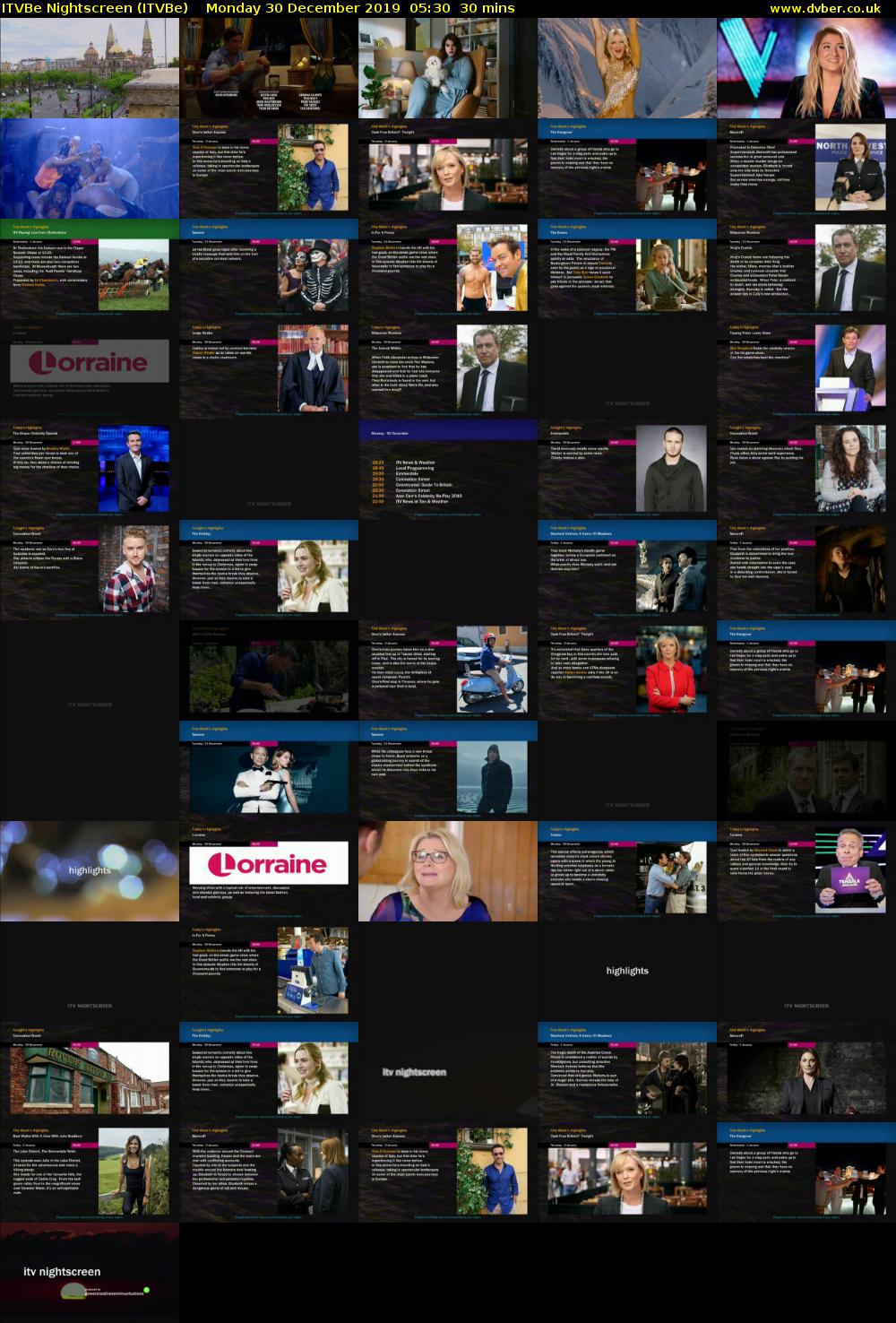 ITVBe Nightscreen (ITVBe) Monday 30 December 2019 05:30 - 06:00