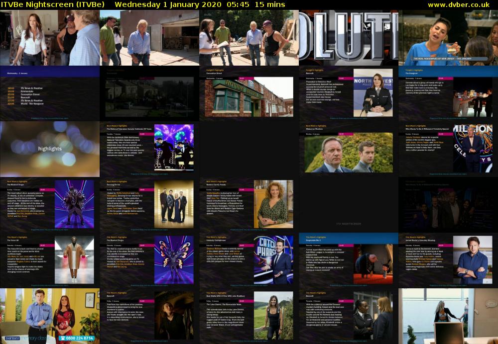 ITVBe Nightscreen (ITVBe) Wednesday 1 January 2020 05:45 - 06:00