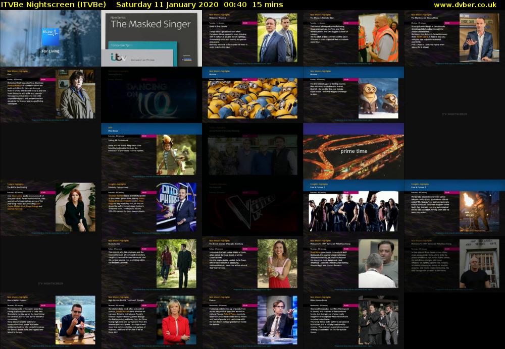 ITVBe Nightscreen (ITVBe) Saturday 11 January 2020 00:40 - 00:55