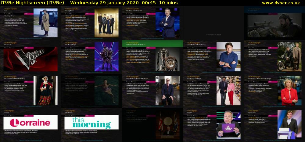 ITVBe Nightscreen (ITVBe) Wednesday 29 January 2020 00:45 - 00:55
