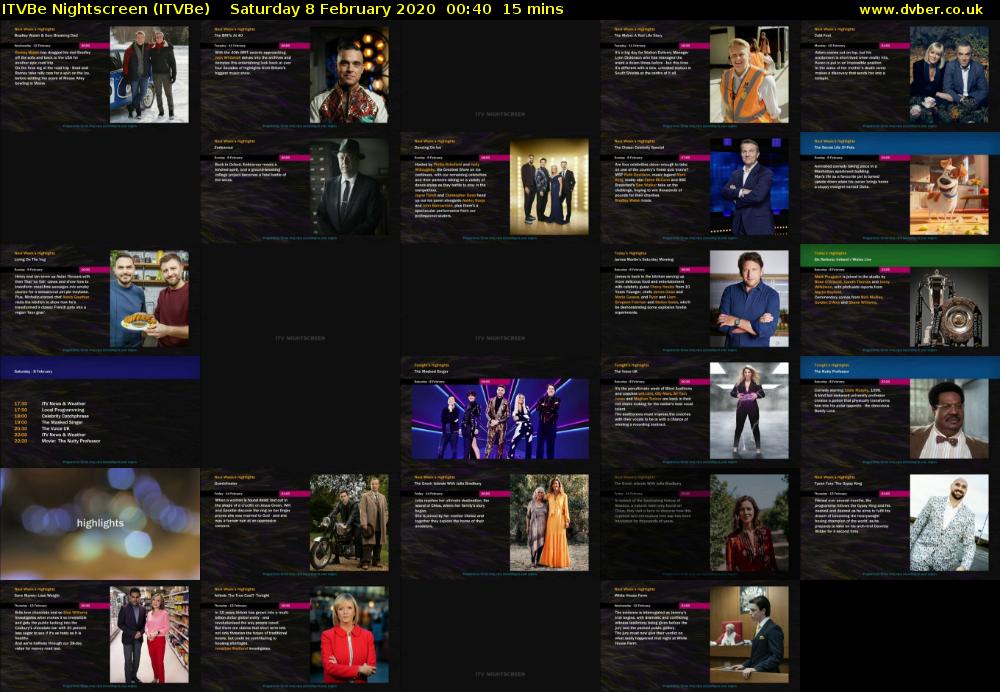 ITVBe Nightscreen (ITVBe) Saturday 8 February 2020 00:40 - 00:55