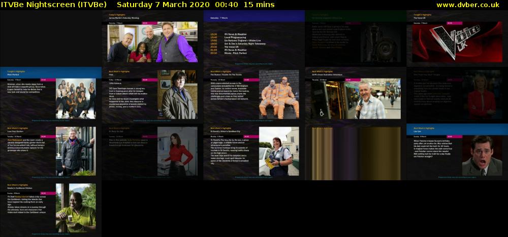 ITVBe Nightscreen (ITVBe) Saturday 7 March 2020 00:40 - 00:55