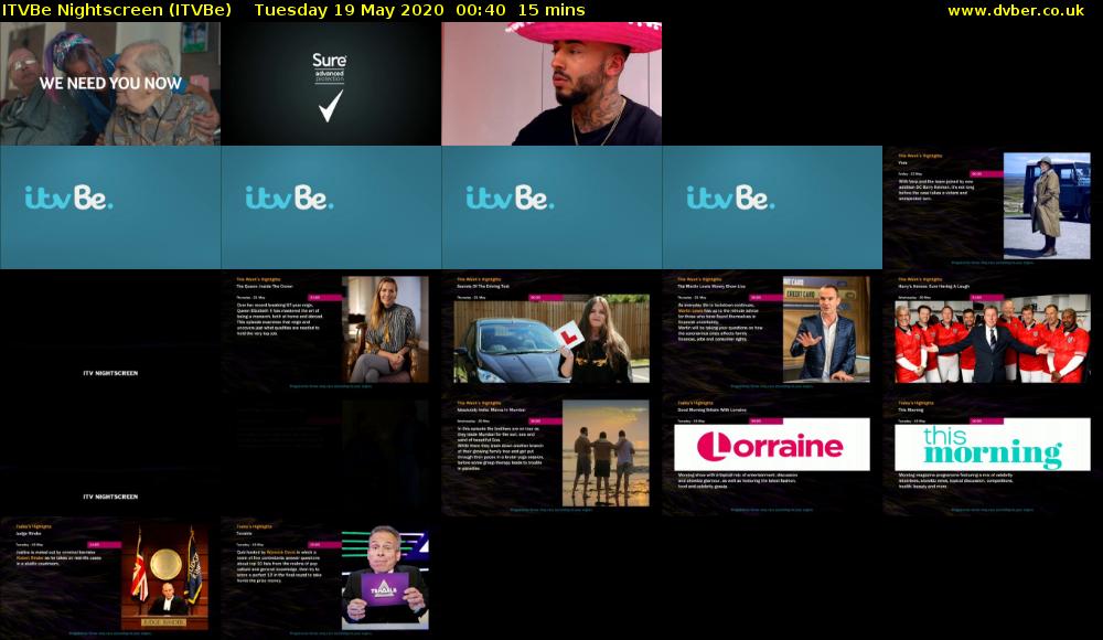 ITVBe Nightscreen (ITVBe) Tuesday 19 May 2020 00:40 - 00:55
