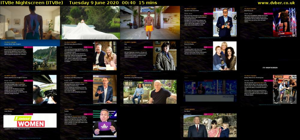 ITVBe Nightscreen (ITVBe) Tuesday 9 June 2020 00:40 - 00:55