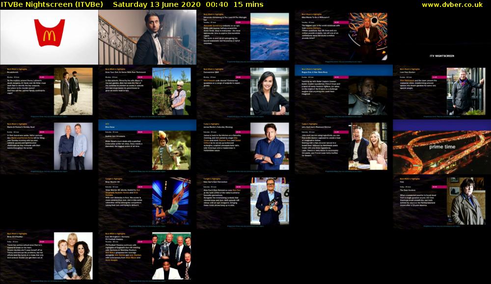 ITVBe Nightscreen (ITVBe) Saturday 13 June 2020 00:40 - 00:55