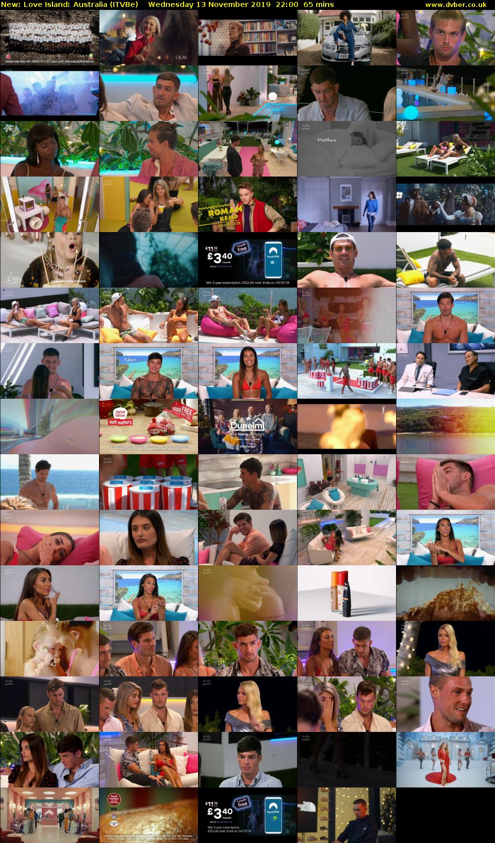 Love Island: Australia (ITVBe) Wednesday 13 November 2019 22:00 - 23:05