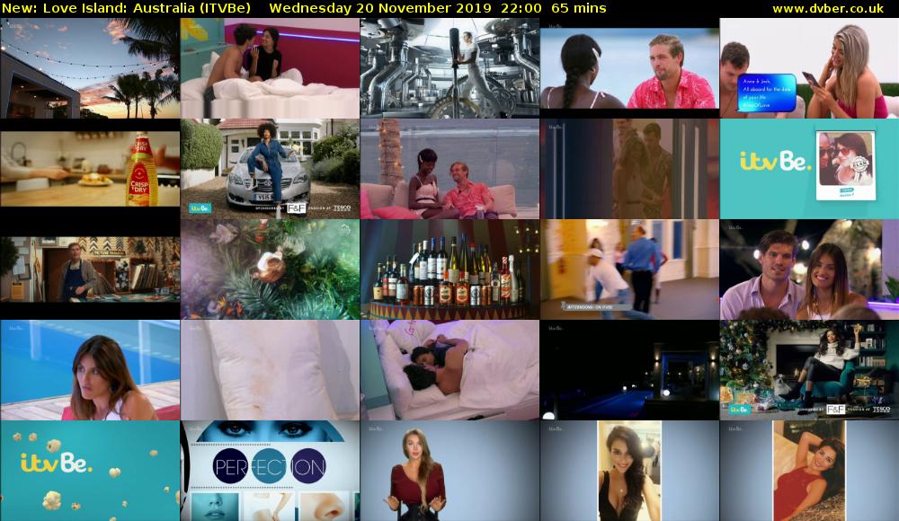 Love Island: Australia (ITVBe) Wednesday 20 November 2019 22:00 - 23:05