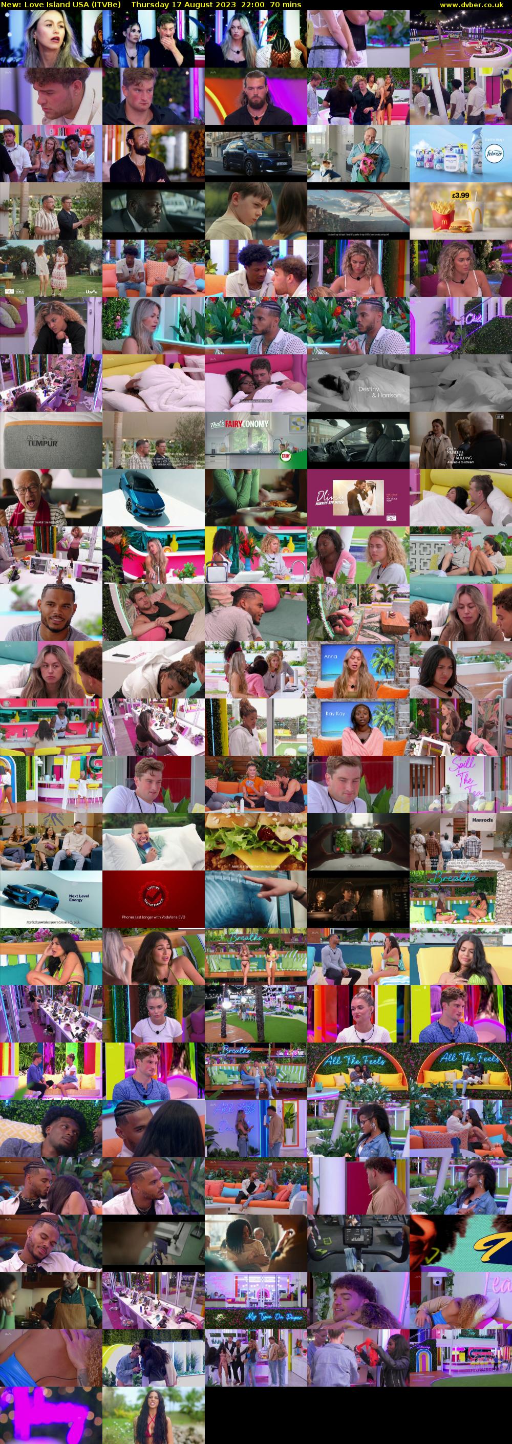 Love Island USA (ITVBe) Thursday 17 August 2023 22:00 - 23:10