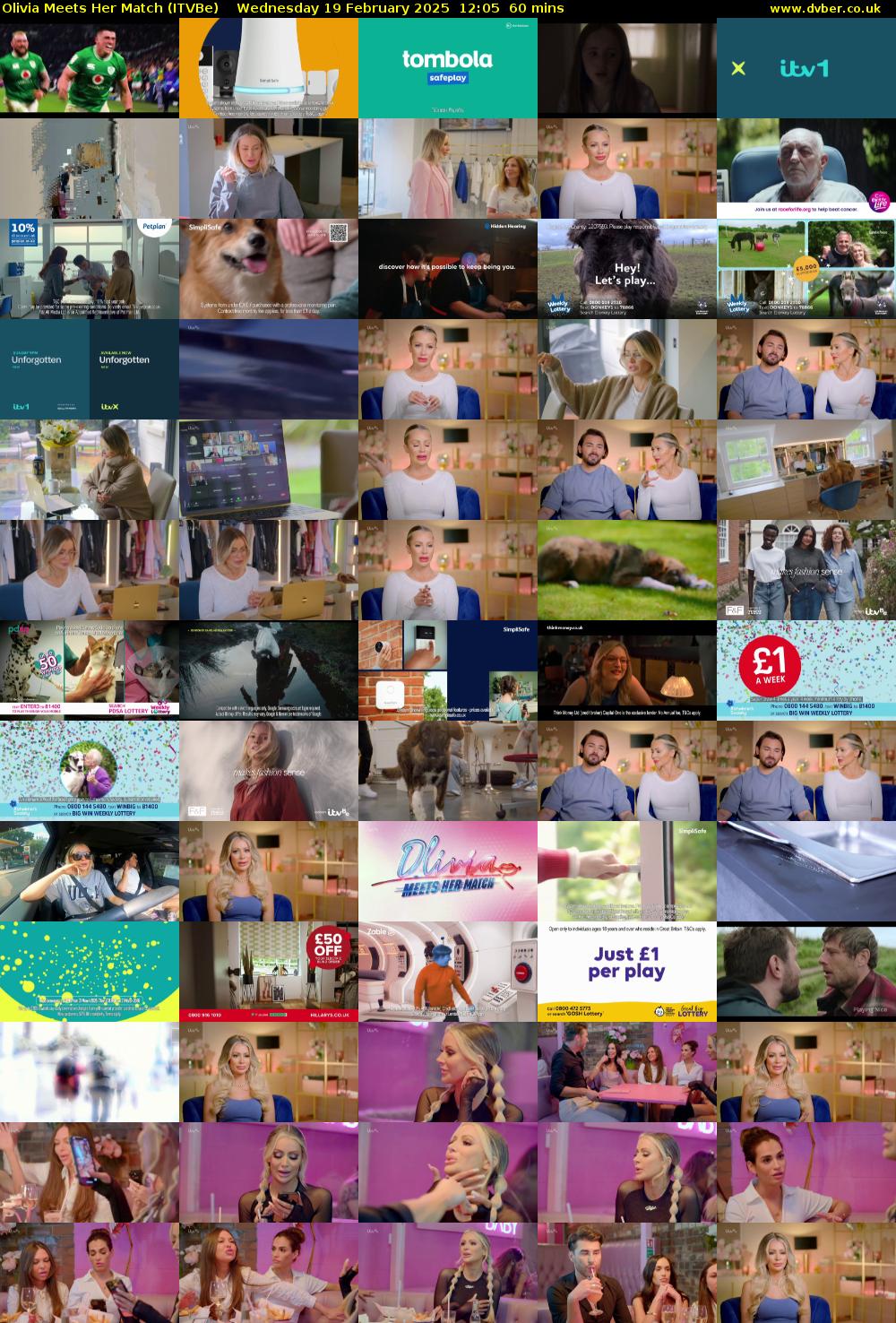 Olivia Meets Her Match (ITVBe) Wednesday 19 February 2025 12:05 - 13:05