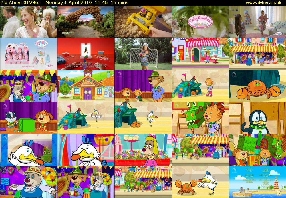 Pip Ahoy! (ITVBe) Monday 1 April 2019 11:45 - 12:00