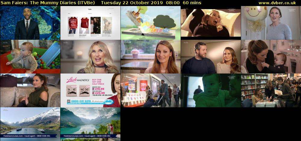 Sam Faiers: The Mummy Diaries (ITVBe) Tuesday 22 October 2019 08:00 - 09:00