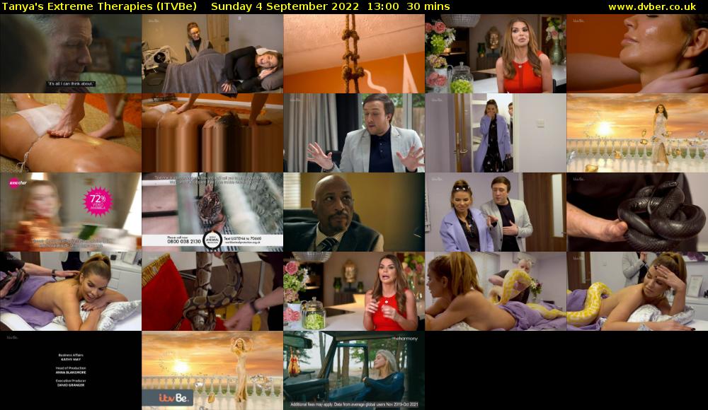 Tanya's Extreme Therapies (ITVBe) Sunday 4 September 2022 13:00 - 13:30