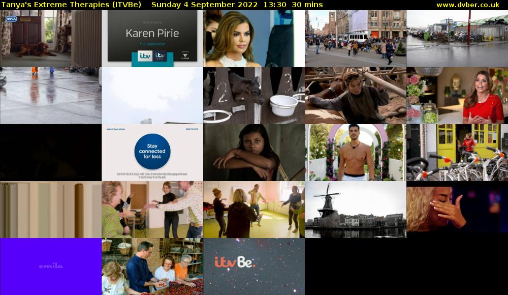 Tanya's Extreme Therapies (ITVBe) Sunday 4 September 2022 13:30 - 14:00