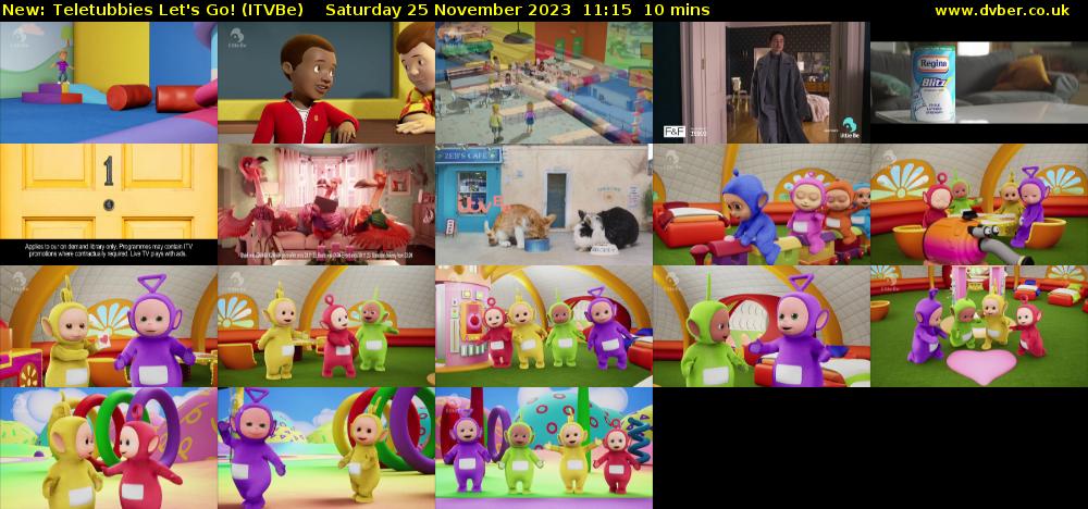Teletubbies Let's Go! (ITVBe) Saturday 25 November 2023 11:15 - 11:25