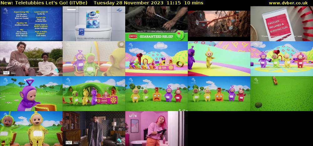 Teletubbies Let's Go! (ITVBe) Tuesday 28 November 2023 11:15 - 11:25