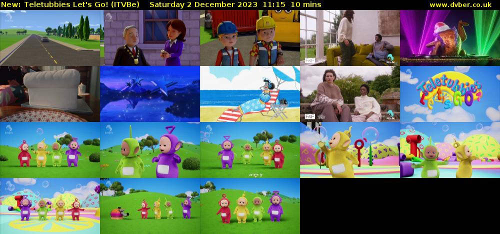 Teletubbies Let's Go! (ITVBe) Saturday 2 December 2023 11:15 - 11:25