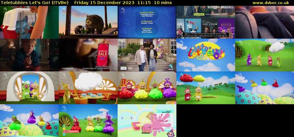 Teletubbies Let's Go! (ITVBe) Friday 15 December 2023 11:15 - 11:25