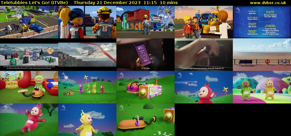 Teletubbies Let's Go! (ITVBe) Thursday 21 December 2023 11:15 - 11:25