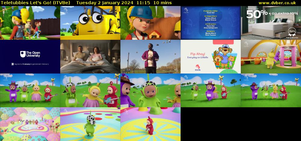 Teletubbies Let's Go! (ITVBe) Tuesday 2 January 2024 11:15 - 11:25