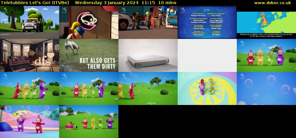 Teletubbies Let's Go! (ITVBe) Wednesday 3 January 2024 11:15 - 11:25