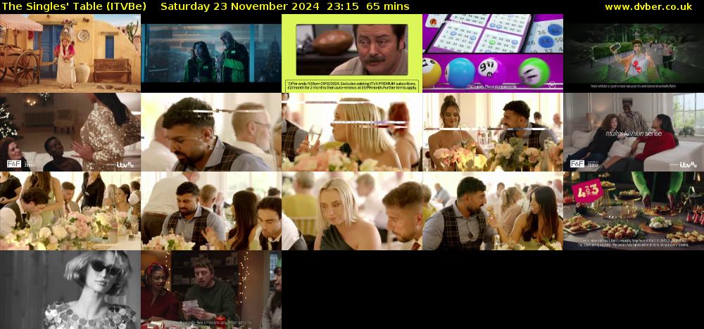 The Singles' Table (ITVBe) Saturday 23 November 2024 23:15 - 00:20